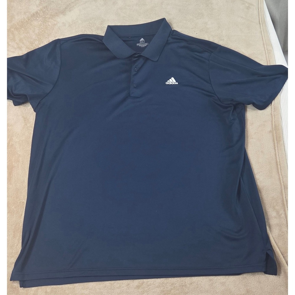Adidas Polo Men's Shirt‎ PrimeGreen 3XLT Tall Navy Blue Polyester Stretch S/S